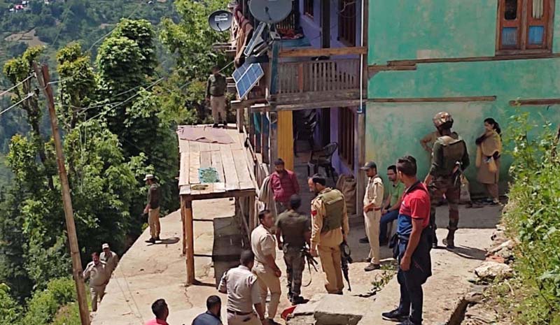 House of a militant being searched in Dachhan area of Kishtwar on Saturday. -Excelsior/Tilak Raj House of a militant being searched in Dachhan area of Kishtwar on Saturday. -Excelsior/Tilak Raj