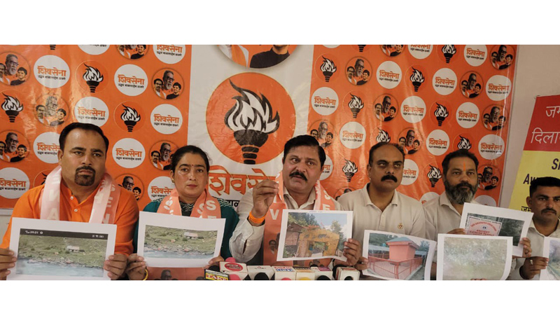 Shiv Sena leaders at a press conference at Jammu on Tuesday Shiv Sena leaders at a press conference at Jammu on Tuesday