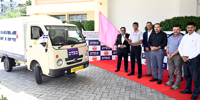CEO Shrine Board Anshul Garg flagging off vehicle of Prasad through courier service to various destinations from Spiritual Growth Centre Katra on Wednesday. CEO Shrine Board Anshul Garg flagging off vehicle of Prasad through courier service to various destinations from Spiritual Growth Centre Katra on Wednesday.