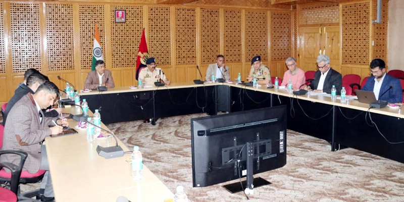 DGP Dilbag Singh chairing a meeting of police officers in Srinagar on Friday. DGP Dilbag Singh chairing a meeting of police officers in Srinagar on Friday.