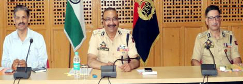 DGP Dilbag Singh chairing a security review meeting in Srinagar on Tuesday. DGP Dilbag Singh chairing a security review meeting in Srinagar on Tuesday.