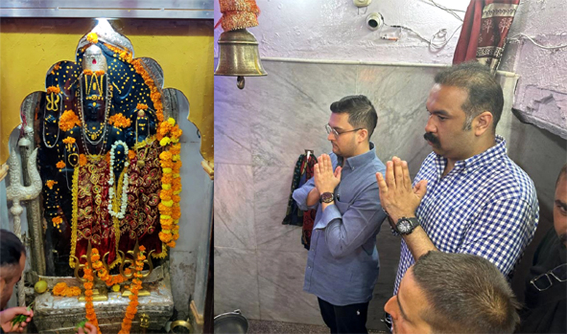 Ranvijay Singh and Martand Singh paying obeisance at a temple in Udhampur district on Monday. Ranvijay Singh and Martand Singh paying obeisance at a temple in Udhampur district on Monday.