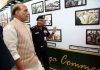 Defence Minister Rajnath Singh at the photo exhibition organised on the sidelines of the special commemorative seminar that celebrated 75 years of UN Peacekeeping, in New Delhi on Tuesday. (UNI)