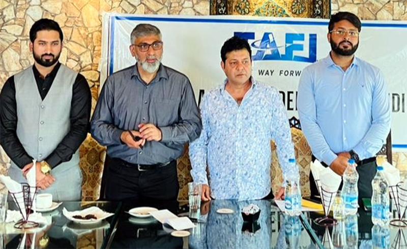 Newly elected office bearers of TAFI's J&K chapter in Srinagar on Saturday. -Excelsior/Shakeel Newly elected office bearers of TAFI's J&K chapter in Srinagar on Saturday. -Excelsior/Shakeel