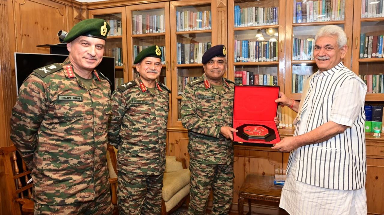 Chief Of Army Staff General Manoj Pande Calls On LG Manoj Sinha Chief Of Army Staff General Manoj Pande Calls On LG Manoj Sinha