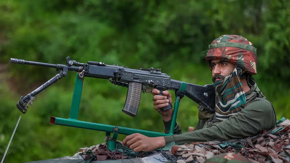 SEC Security personnel during a search and cordon operation titled 'Operation Trinetra II', in Poonch district