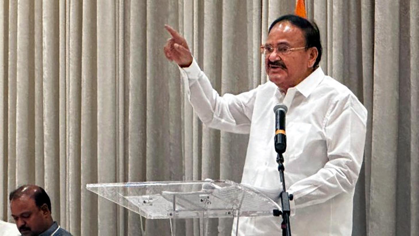 Former Vice President M. Venkaiah Naidu addresses gathering of Indian Americans at an event organised in his honor by National Council of Asian Indian Associations, in Washington. Credit: PTI Photo Former Vice President M. Venkaiah Naidu addresses gathering of Indian Americans at an event organised in his honor by National Council of Asian Indian Associations, in Washington. Credit: PTI Photo