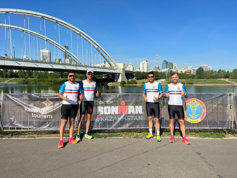 Four athletes of Jammu posing together after completing Ironman Kazakhstan Triathlon held at Astana in Kazakhstan. Four athletes of Jammu posing together after completing Ironman Kazakhstan Triathlon held at Astana in Kazakhstan.