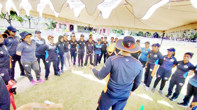 Women Cricketers during a week-long Skill Specific Camp at Jammu. Women Cricketers during a week-long Skill Specific Camp at Jammu.