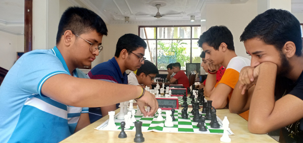 Players evincing keen interest during chess games in Jammu. Players evincing keen interest during chess games in Jammu.