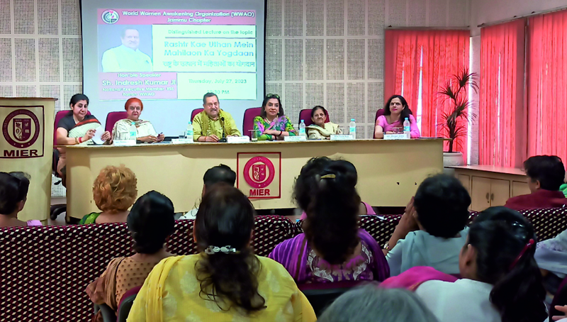 Senior RSS leader Indresh Kumar speaking at a function at MIER on Thursday. Senior RSS leader Indresh Kumar speaking at a function at MIER on Thursday.