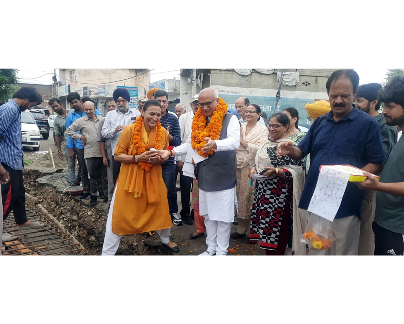 Mayor Jammu, Rajinder Sharma kick starting construction of culvert at Sainik Colony on Saturday. Mayor Jammu, Rajinder Sharma kick starting construction of culvert at Sainik Colony on Saturday.