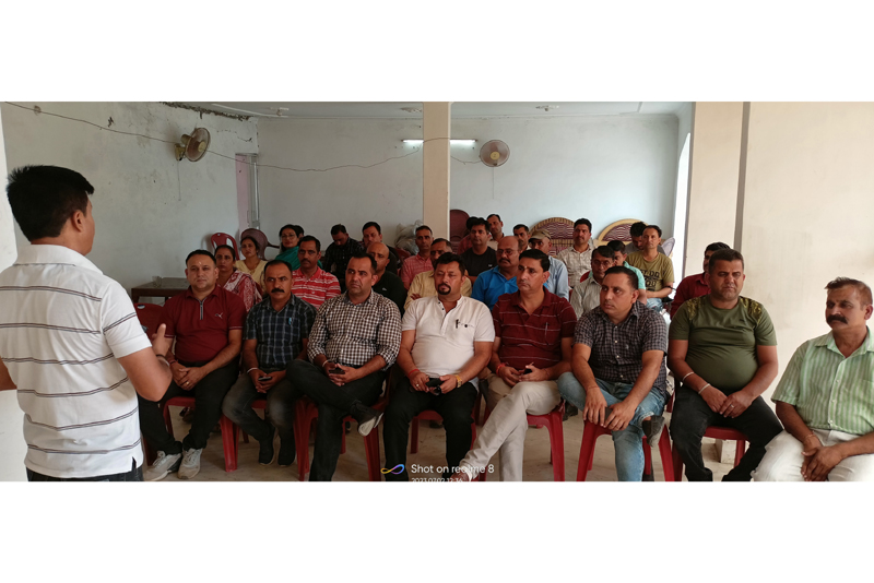 A teacher speaking during the monthly meeting of JKTJAC in Udhampur on Sunday. A teacher speaking during the monthly meeting of JKTJAC in Udhampur on Sunday.