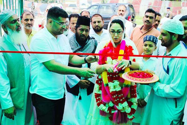 Waqf Board chairperson Dr Darakshan Andrabi inaugurating development work at Pir Baba Budan Ali Shah Satwari in Jammu. Waqf Board chairperson Dr Darakshan Andrabi inaugurating development work at Pir Baba Budan Ali Shah Satwari in Jammu.