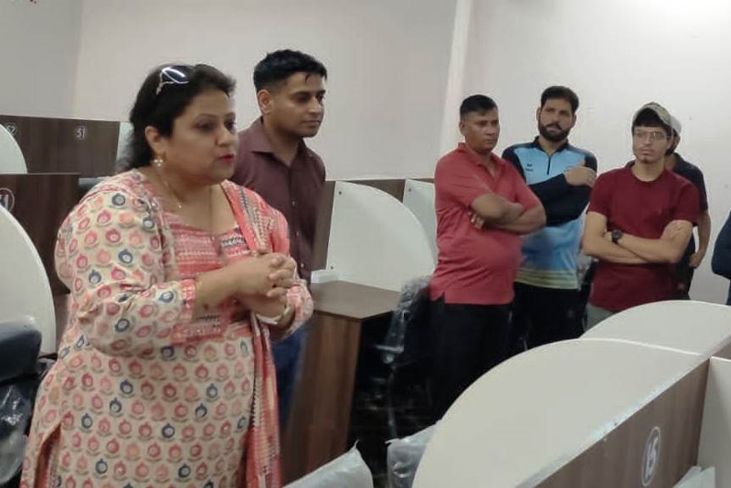 Secretary, Advisory Board for Pahari Speaking People J&K, Sapna Kotwal, addressing students at Boys Pahari Hostel in Bantalab, Jammu. Secretary, Advisory Board for Pahari Speaking People J&K, Sapna Kotwal, addressing students at Boys Pahari Hostel in Bantalab, Jammu.