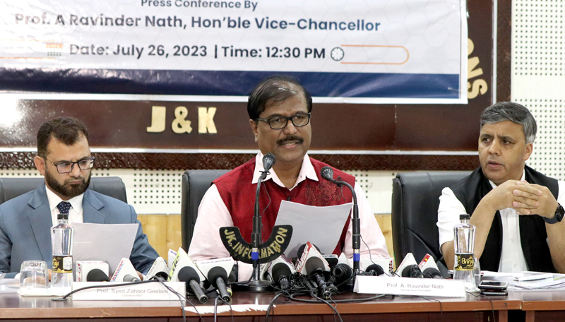 VC CUK Prof A Ravinder Nath alongwith other officials during a press conference. -Excelsior/Shakeel VC CUK Prof A Ravinder Nath alongwith other officials during a press conference. -Excelsior/Shakeel