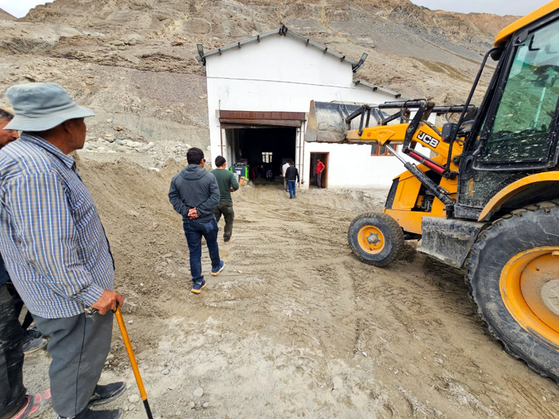 Deputy Chairman, LAHDC, Leh, Tsering Angchuk during visit to flood affected areas in Nubra on Tuesday. Deputy Chairman, LAHDC, Leh, Tsering Angchuk during visit to flood affected areas in Nubra on Tuesday.