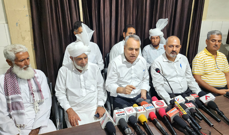 All J&K Gujjar Bakerwal Coordination Committee president Anwar Choudhary addressing press conference in Jammu. - Excelsior/Rakesh All J&K Gujjar Bakerwal Coordination Committee president Anwar Choudhary addressing press conference in Jammu. - Excelsior/Rakesh
