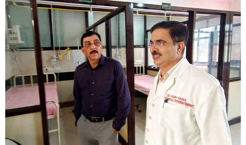 DHS Dr Rajveev Sharma during his visit to Sarwal hospital on Saturday. DHS Dr Rajveev Sharma during his visit to Sarwal hospital on Saturday.