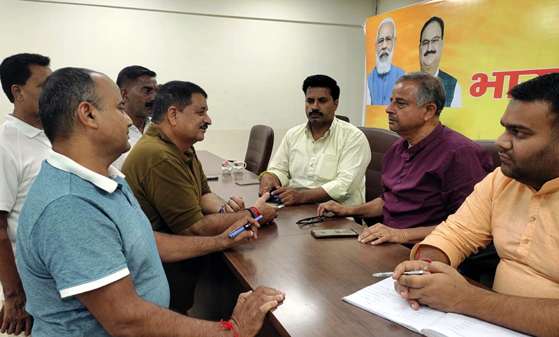 BJP leaders listening public grievances at party office Jammu on Saturday. BJP leaders listening public grievances at party office Jammu on Saturday.