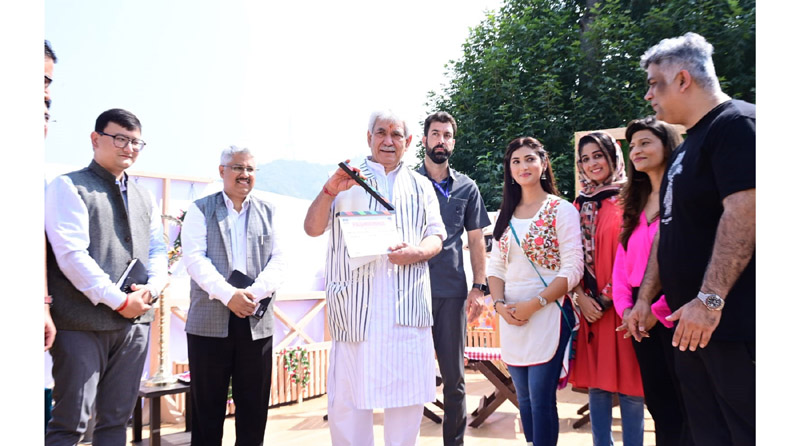 LG Manoj Sinha at the launch of TV Serial Pashmina in Srinagar on Friday. -Excelsior/Shakeel LG Manoj Sinha at the launch of TV Serial Pashmina in Srinagar on Friday. -Excelsior/Shakeel