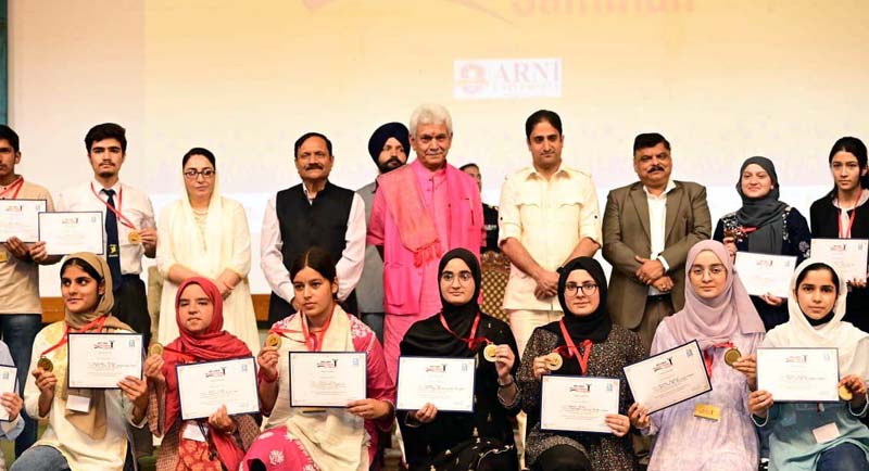 Lt Governor Manoj Sinha addressing the Medhavi Chhatra Samman Samaroh in Srinagar. Lt Governor Manoj Sinha addressing the Medhavi Chhatra Samman Samaroh in Srinagar.