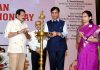 Union Minister for Health & Family Welfare, Chemicals and Fertilizers, Mansukh Mandaviya lighting the lamp at the inauguration of the 13th Indian Organ Donation Day Ceremony at Manekshaw Centre, in New Delhi.