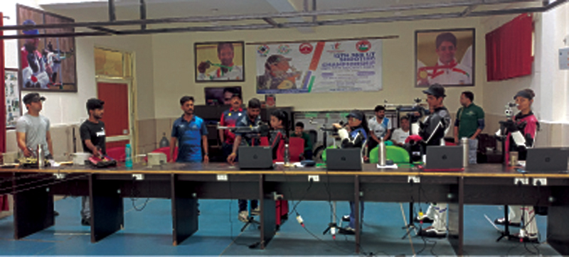 Shooters displaying their skills at Sher-e-Kashmir Police Academy in Udhampur. Shooters displaying their skills at Sher-e-Kashmir Police Academy in Udhampur.