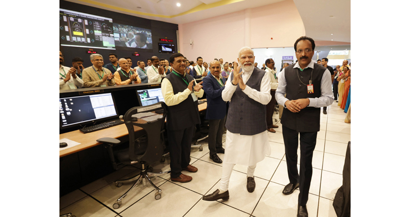 Prime Minister Narendra Modi visiting the ISRO Telemetry Tracking and Command Network (ISTRAC), in Bengaluru on Saturday. (UNI) Prime Minister Narendra Modi visiting the ISRO Telemetry Tracking and Command Network (ISTRAC), in Bengaluru on Saturday. (UNI)