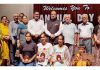 Senior BJP leader Devender Singh Rana alongwith school management posing for photograph with students in Jammu.