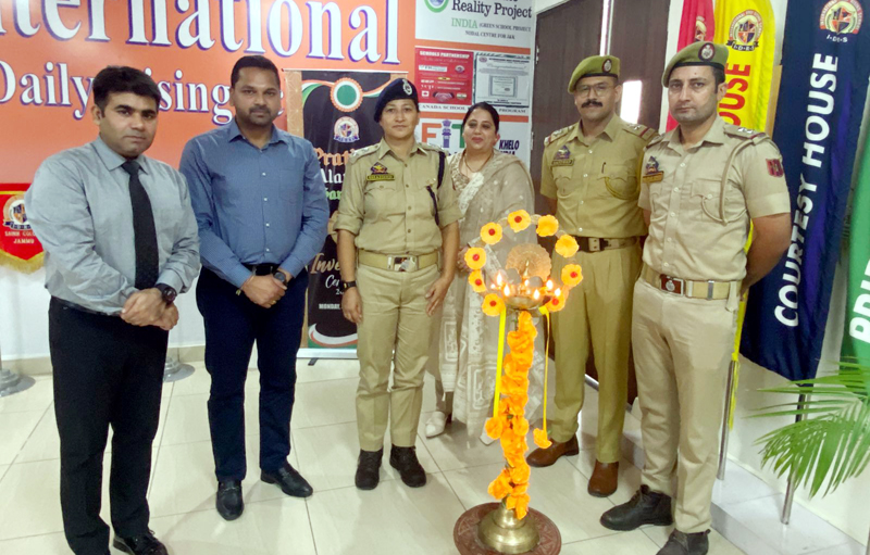 Shaheen Wahid, SP South Jammu and other officers posing with school management of IDRS in Jammu. Shaheen Wahid, SP South Jammu and other officers posing with school management of IDRS in Jammu.