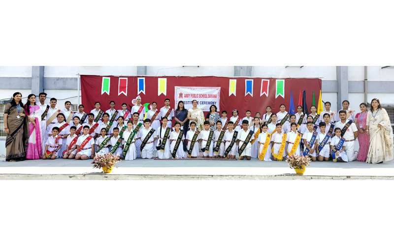 Newly elected students council posing for group photograph with school management.