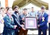 Chief Secretary Dr Arun Kumar Mehta receiving memento at Ganderbal on Tuesday.