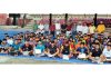 Kabaddi players posing for group photograph with dignitaries at Jammu.
