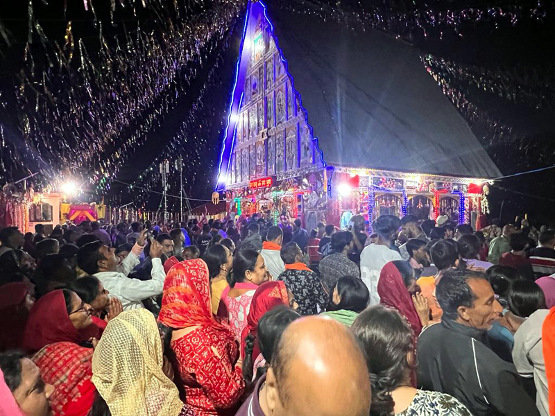 A huge crowd of devotees at Machail Mata Temple in Kishtwar on Friday. A huge crowd of devotees at Machail Mata Temple in Kishtwar on Friday.