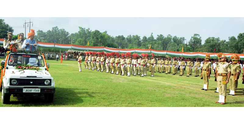 DDC Chairman Samba inspecting Independence Day parade.