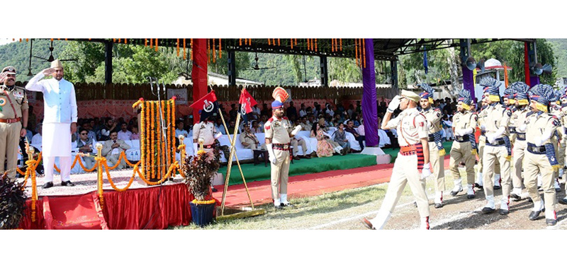 DDC Chairman Rajouri taking salute from the march past.