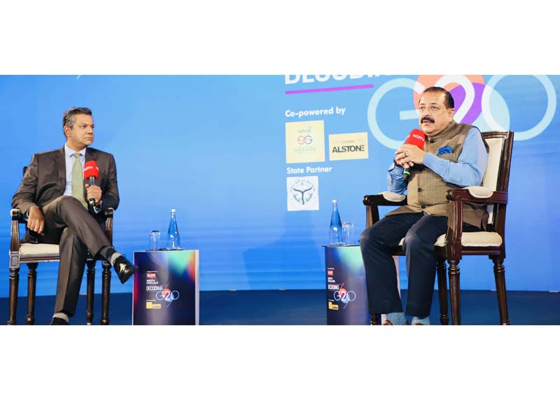 Union Minister Dr Jitendra Singh speaking at the G20 Conclave organised by a national TV channel at New Delhi. Union Minister Dr Jitendra Singh speaking at the G20 Conclave organised by a national TV channel at New Delhi.