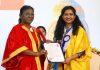 President, Droupadi Murmu during the 165th convocation of University of Madras, in Chennai on Sunday. (UNI)