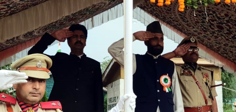 DDC Chairman Anantnag saluting National Flag. DDC Chairman Anantnag saluting National Flag.