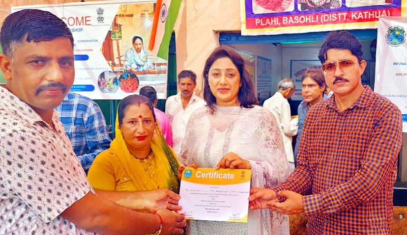 Dy Director Planning of Handicrafts and Handloom presenting certificates to the participants of workshop. Dy Director Planning of Handicrafts and Handloom presenting certificates to the participants of workshop.