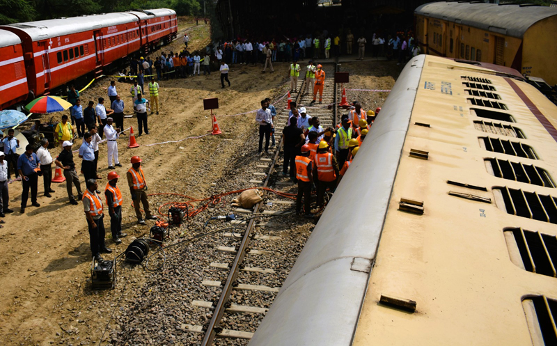 Railway authorities, NDRF and other officers, inspecting the mock drill operation. Railway authorities, NDRF and other officers, inspecting the mock drill operation.