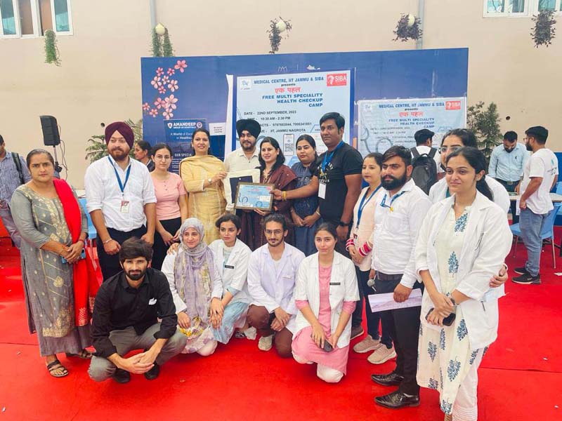 Team members of Institute of Dental Sciences, Sehora pose for a group photograph during a dental check-up camp at IIT Jammu. Team members of Institute of Dental Sciences, Sehora pose for a group photograph during a dental check-up camp at IIT Jammu.