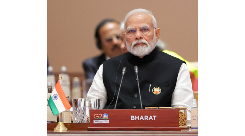 Prime Minister Narendra Modi at G20 Summit in Bharat Mandapam at Pragati Maidan in New Delhi on Sunday (UNI) Prime Minister Narendra Modi at G20 Summit in Bharat Mandapam at Pragati Maidan in New Delhi on Sunday (UNI)