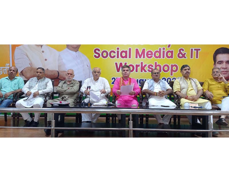 BJP leaders at a party meeting at Jammu. BJP leaders at a party meeting at Jammu.