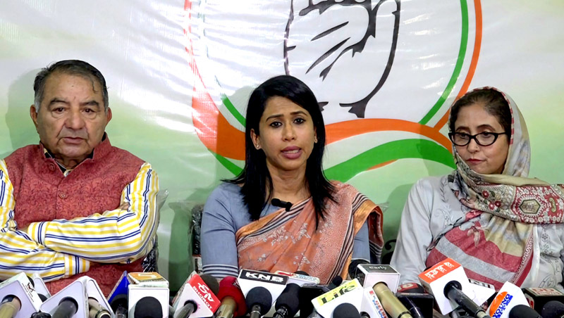 Congress National spokesperson Dr Shama Mohammad during a press conference at party headquarters in Srinagar on Monday. -Excelsior/Shakeel Congress National spokesperson Dr Shama Mohammad during a press conference at party headquarters in Srinagar on Monday. -Excelsior/Shakeel