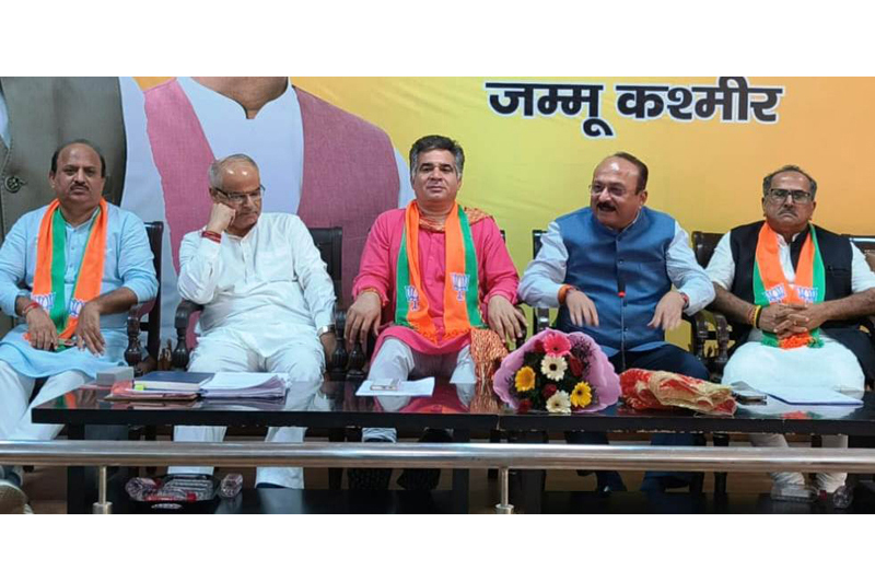 BJP leaders during a meeting at party office Jammu on Thursday. BJP leaders during a meeting at party office Jammu on Thursday.