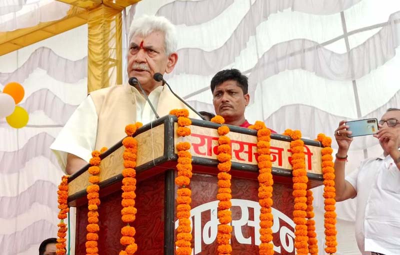 LG Manoj Sinha addressing a function at Ghazipur on Thursday. LG Manoj Sinha addressing a function at Ghazipur on Thursday.