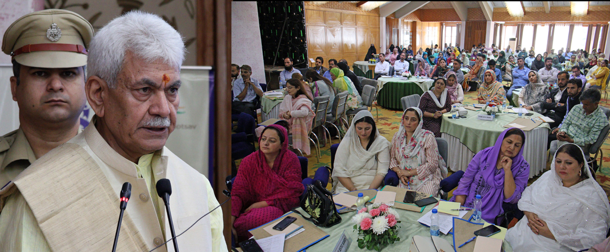 LG Manoj Sinha addressing a function at SKICC on Thursday. - Excelsior/Shakeel LG Manoj Sinha addressing a function at SKICC on Thursday. - Excelsior/Shakeel