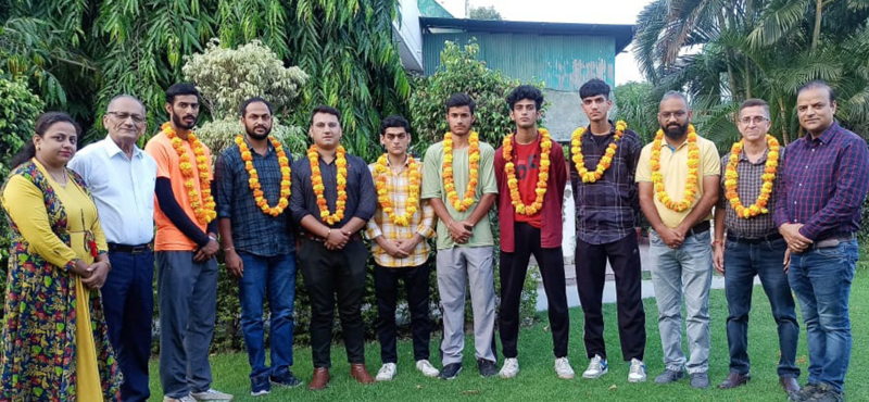 Newly elected members of District Mountaineering Association, Doda posing for a group photograph. Newly elected members of District Mountaineering Association, Doda posing for a group photograph.